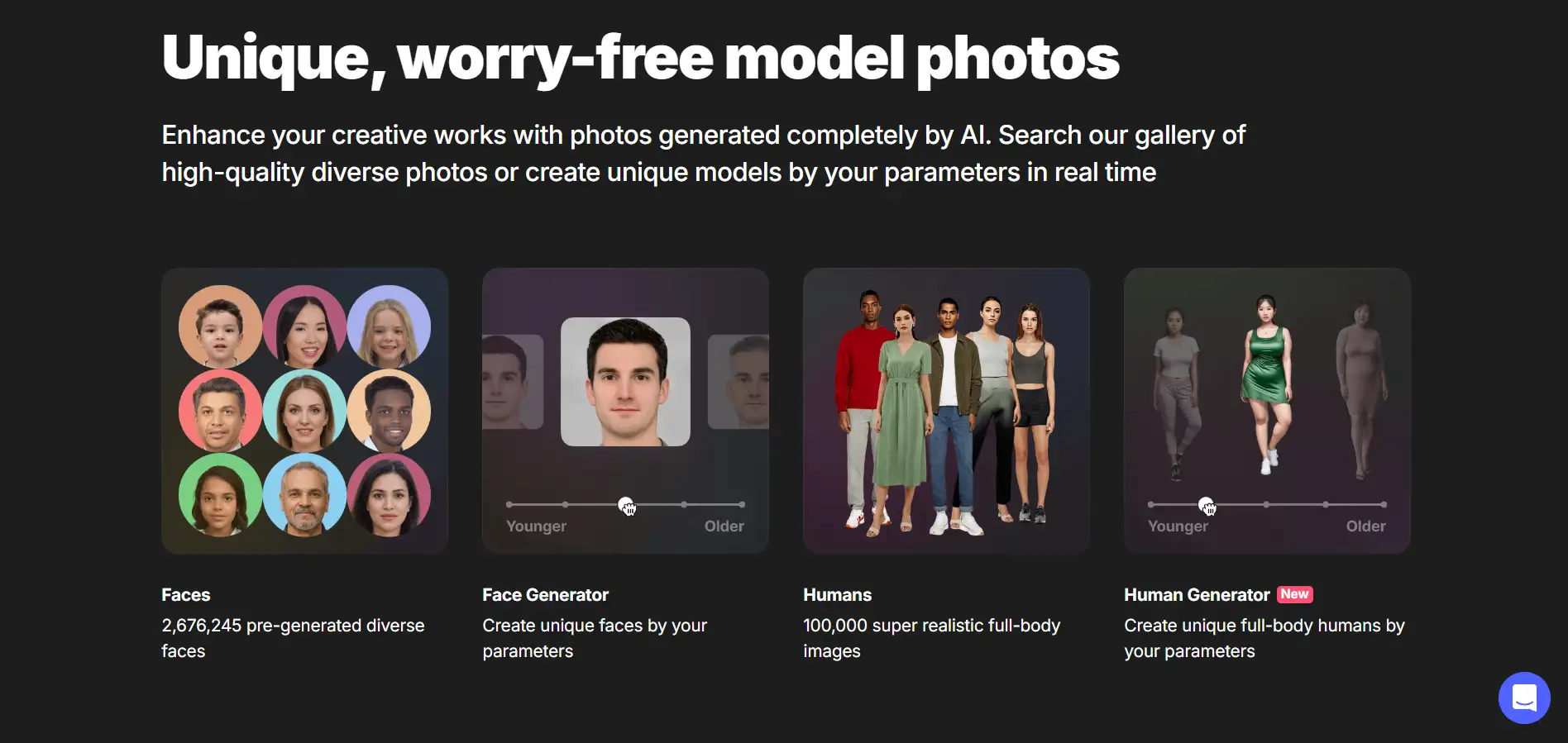 Homepage of Generated Photos Homepage of Generated Photos